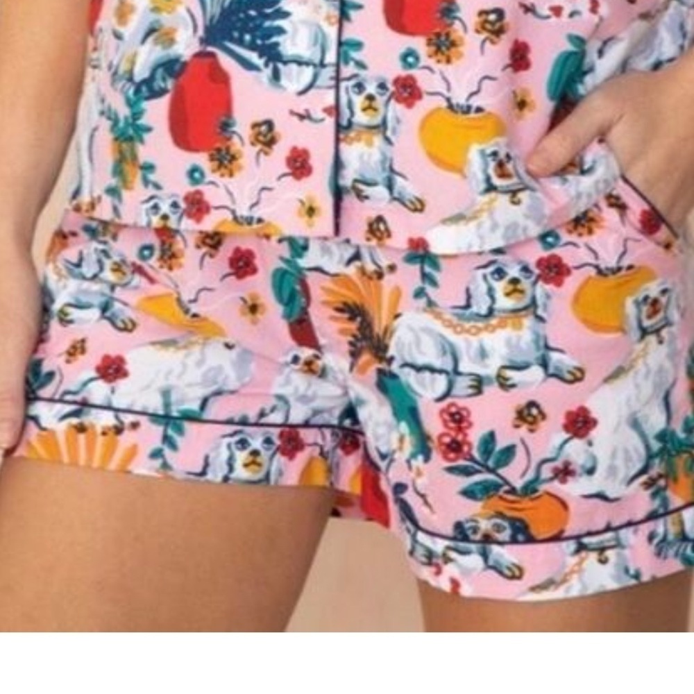 Printfresh Good Dog Pajama Short in Vintage Rose Size XXS Lounge Anthropologie